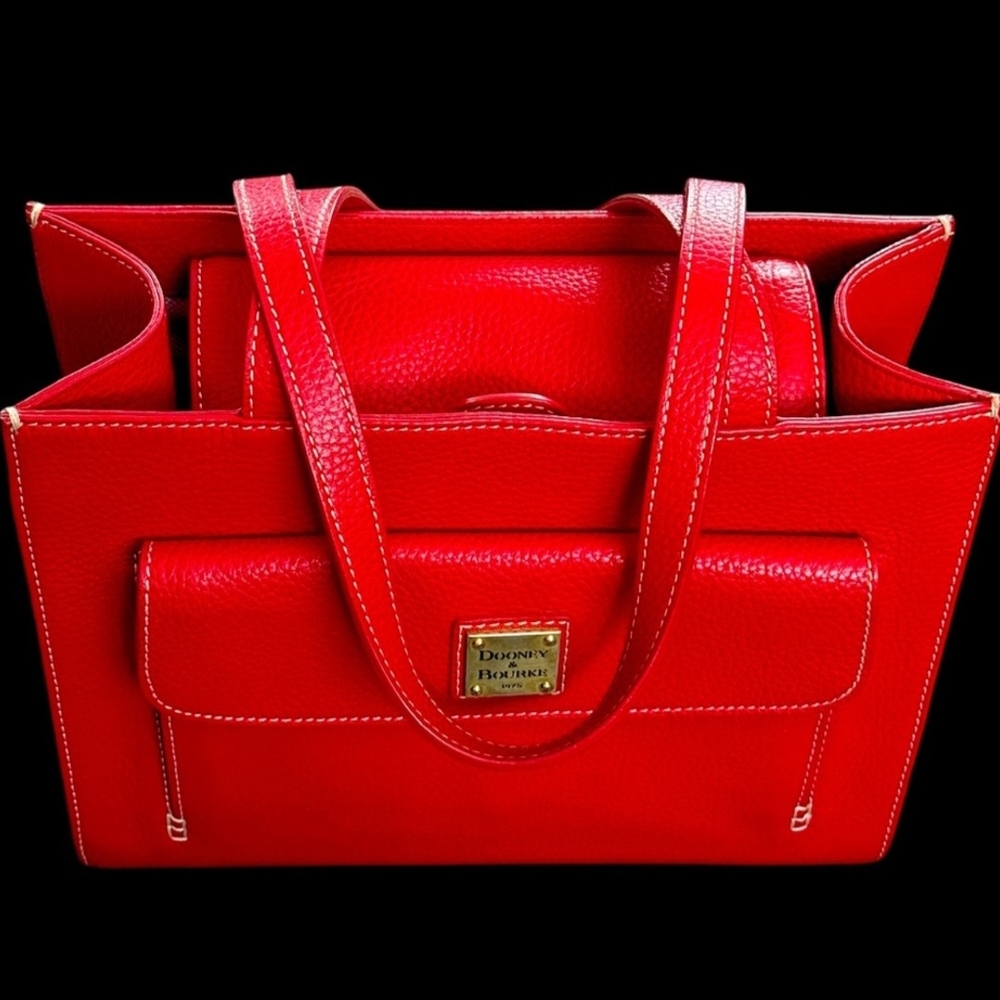 Dooney & Bourke Red Pebble Leather Tote Bag